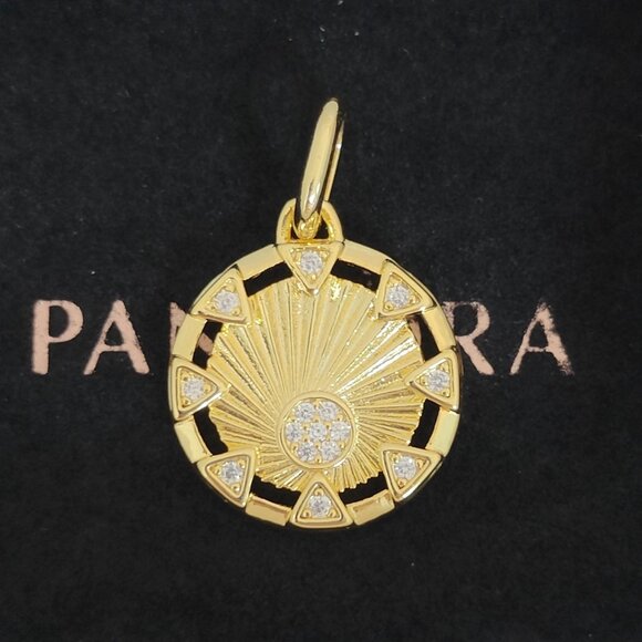 Pandora ME Power of the Light Sun Medallion Charm Gold Plated with box